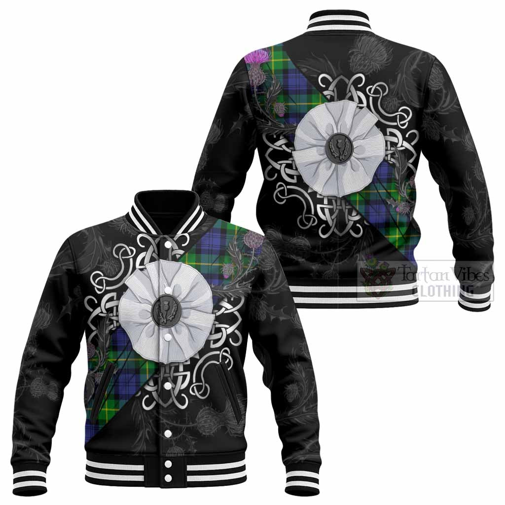 Meldrum Tartan Baseball Jacket Jacobite White Rose - Tartan Vibes Clothing