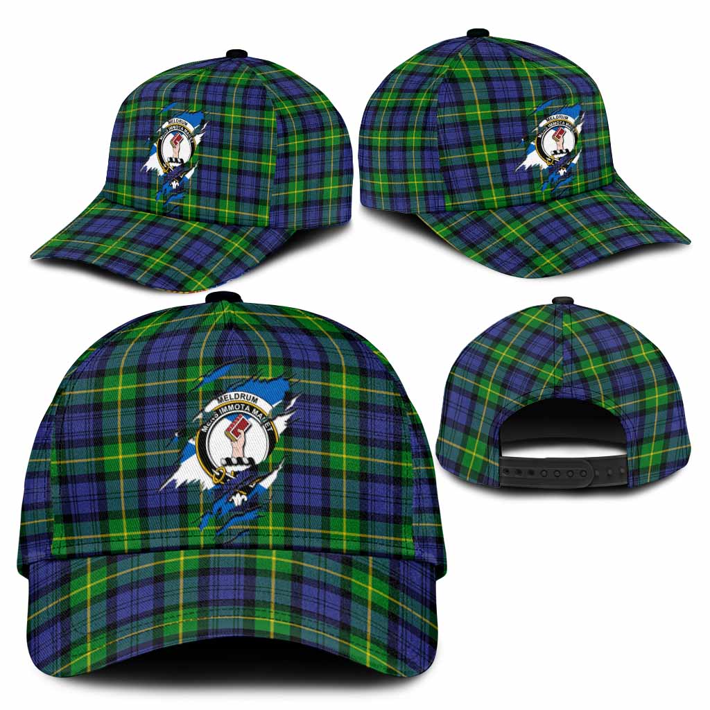 Meldrum Tartan Classic Cap with Family Crest In Me Style