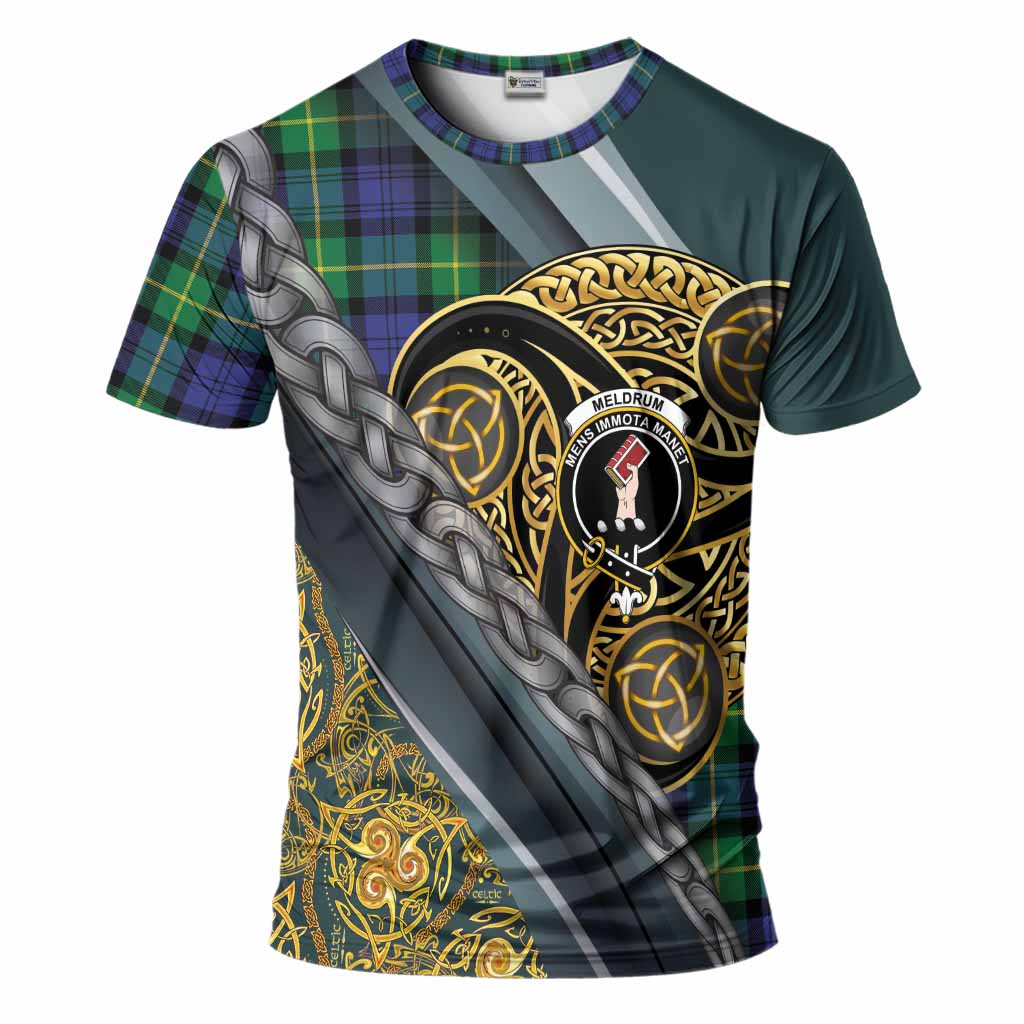 Meldrum Tartan Crest T-Shirt Scottish Triskele Celtic