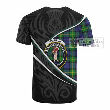 Meldrum Tartan Family Crest Cotton T-shirt Celtic Scottish Thistle Floral - Tartan Vibes Clothing