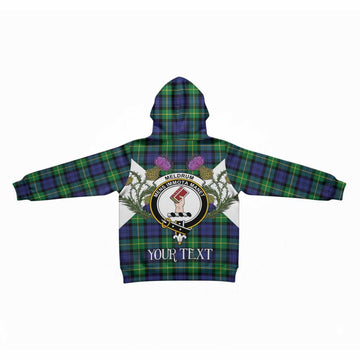 Meldrum Tartan Family Crest Kid Hoodie Scottish Burns Night Thistle Floral