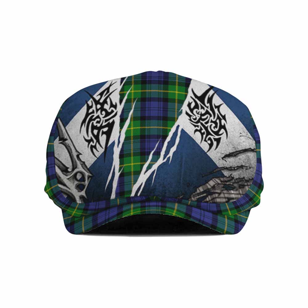 Meldrum Tartan Flat Cap, Jeff Cap Scotland Flag Ripped Tribal Design