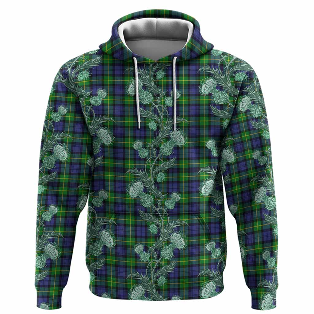 Meldrum Tartan Hoodie Seamless Scottish Thistle Flowers