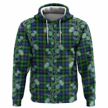 Meldrum Tartan Hoodie Seamless Scottish Thistle Flowers