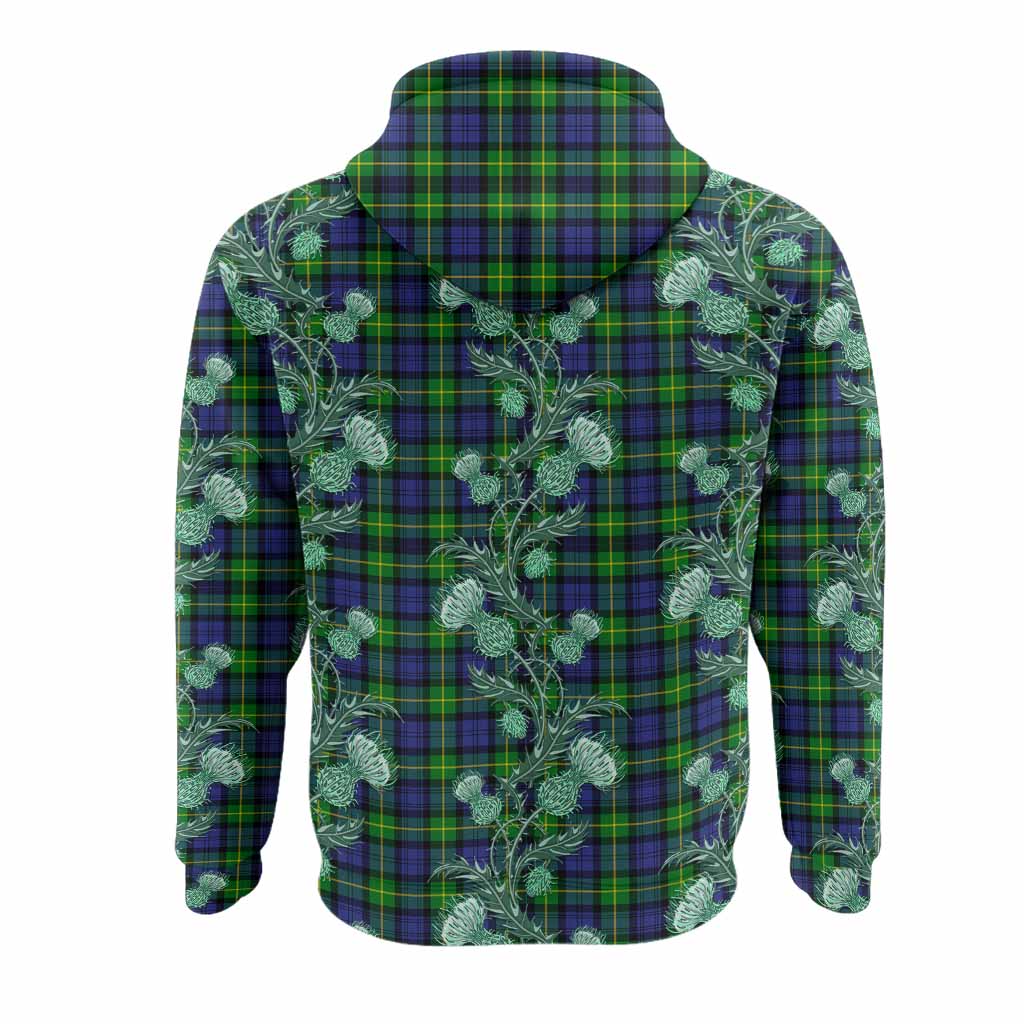 Meldrum Tartan Hoodie Seamless Scottish Thistle Flowers