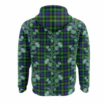 Meldrum Tartan Hoodie Seamless Scottish Thistle Flowers