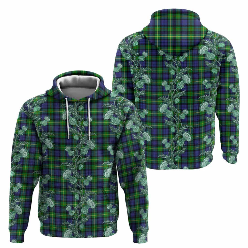 Meldrum Tartan Hoodie Seamless Scottish Thistle Flowers