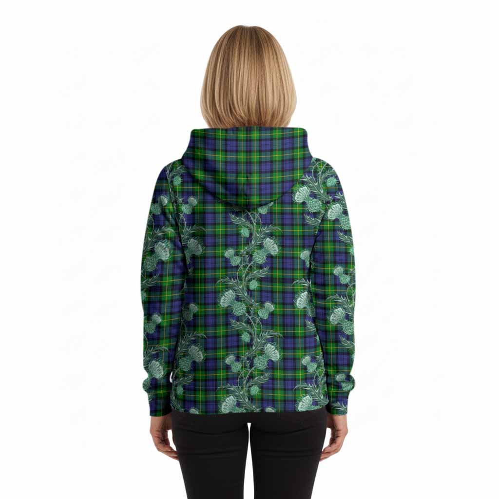 Meldrum Tartan Hoodie Seamless Scottish Thistle Flowers