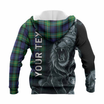 Meldrum Tartan Knitted Hoodie Roaring Lion Heritage