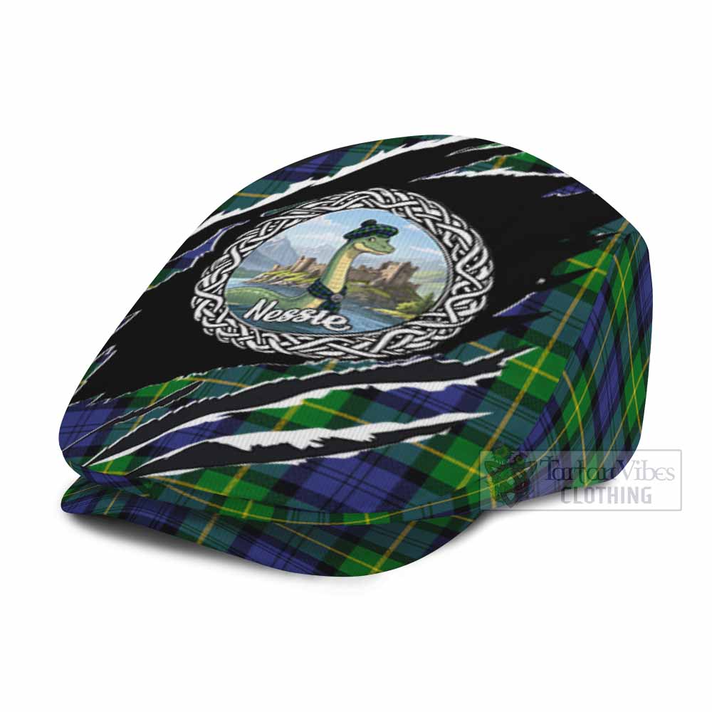 Meldrum Tartan Loch Ness Monster Flat Cap, Jeff Cap Celtic Knot Nessie Art