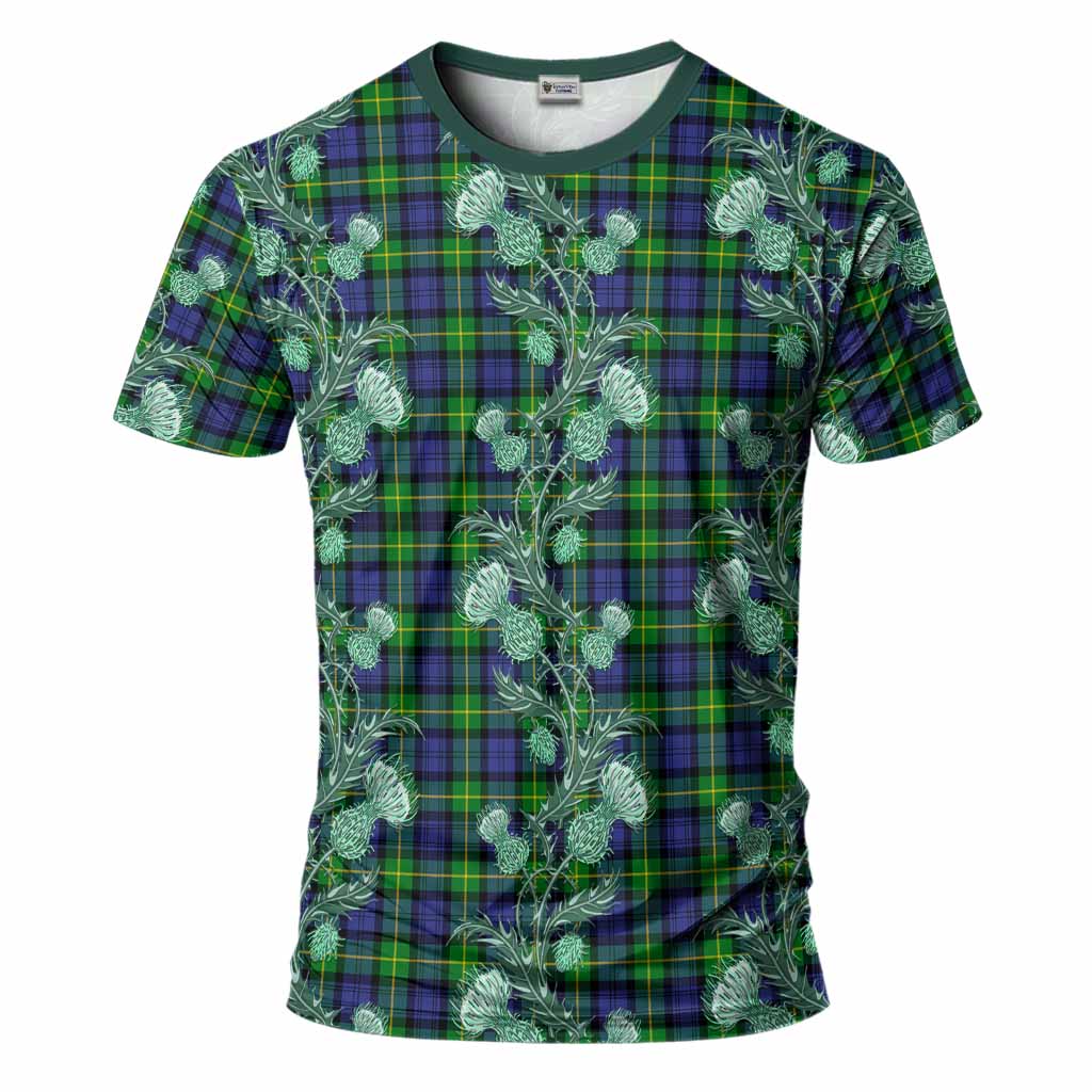 Meldrum Tartan T-Shirt Seamless Scottish Thistle Flowers