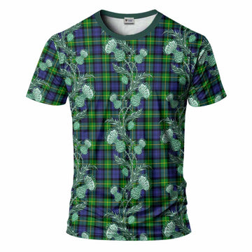 Meldrum Tartan T-Shirt Seamless Scottish Thistle Flowers