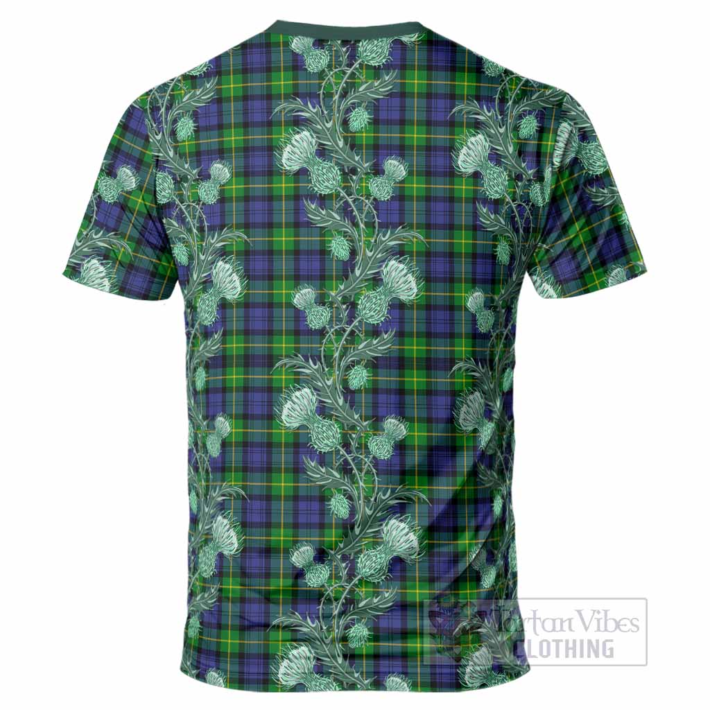 Meldrum Tartan T-Shirt Seamless Scottish Thistle Flowers