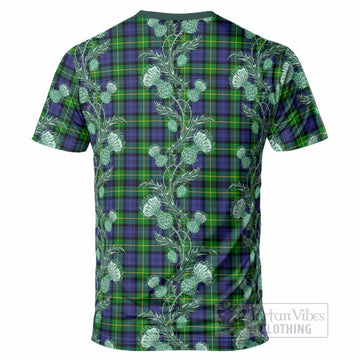 Meldrum Tartan T-Shirt Seamless Scottish Thistle Flowers
