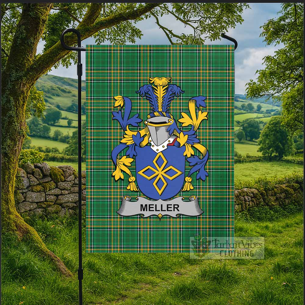Meller Irish Clan Tartan Flag with Coat of Arms