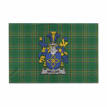 Meller Irish Clan Tartan House Flag with Coat of Arms