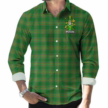 Melody Irish Clan Tartan Long Sleeve Button Up with Coat of Arms Men's Shirt - Tartan Vibes Clothing