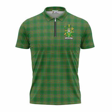 Melody Irish Clan Tartan Zipper Polo Shirt with Coat of Arms Unisex - Tartan Vibes Clothing
