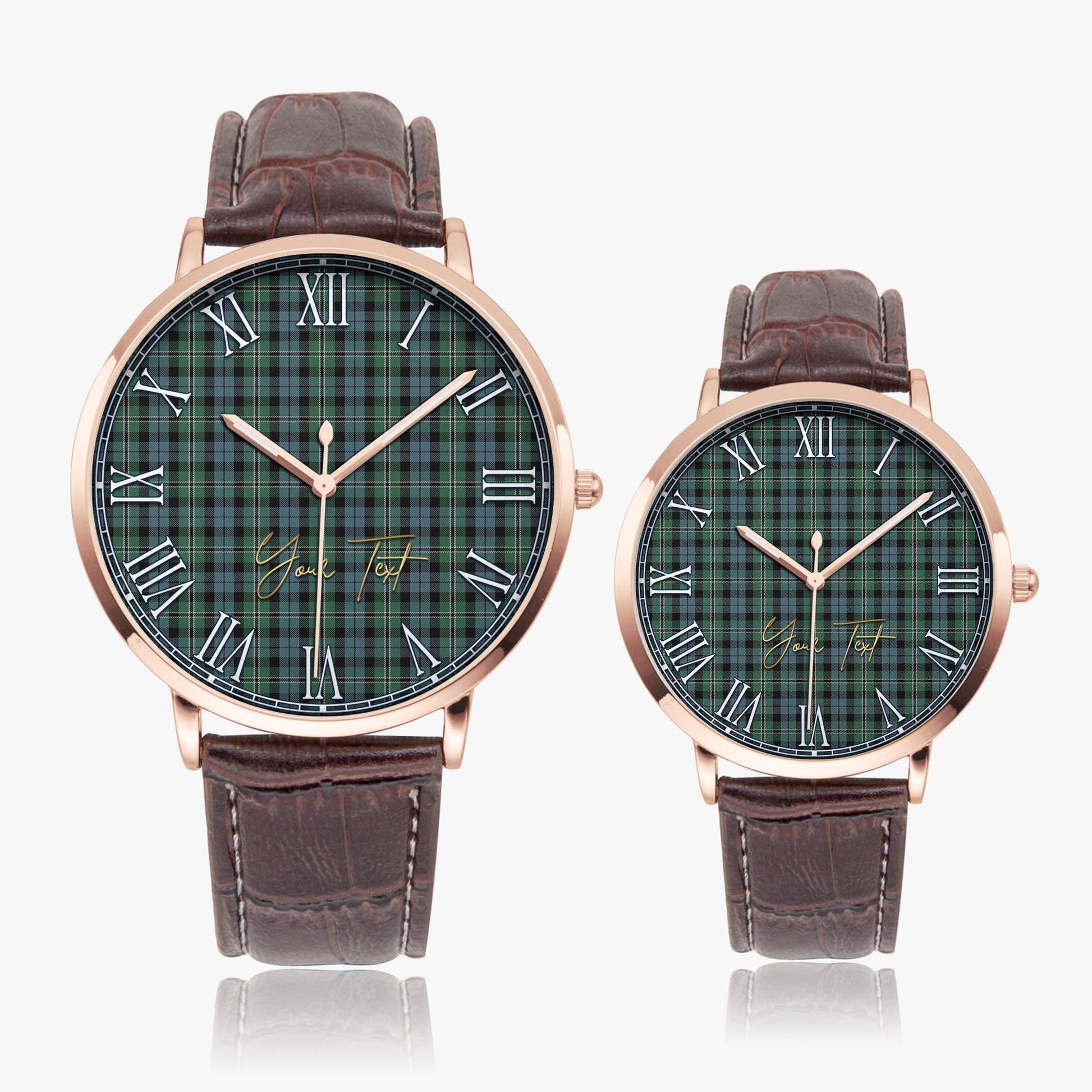 Melville Tartan Personalized Your Text Leather Trap Quartz Watch - Tartan Vibes Clothing