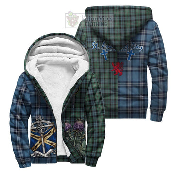 Melville Tartan Sherpa Hoodie Happy St. Andrew's Day Half Tartan Style Unisex S - Tartan Vibes Clothing