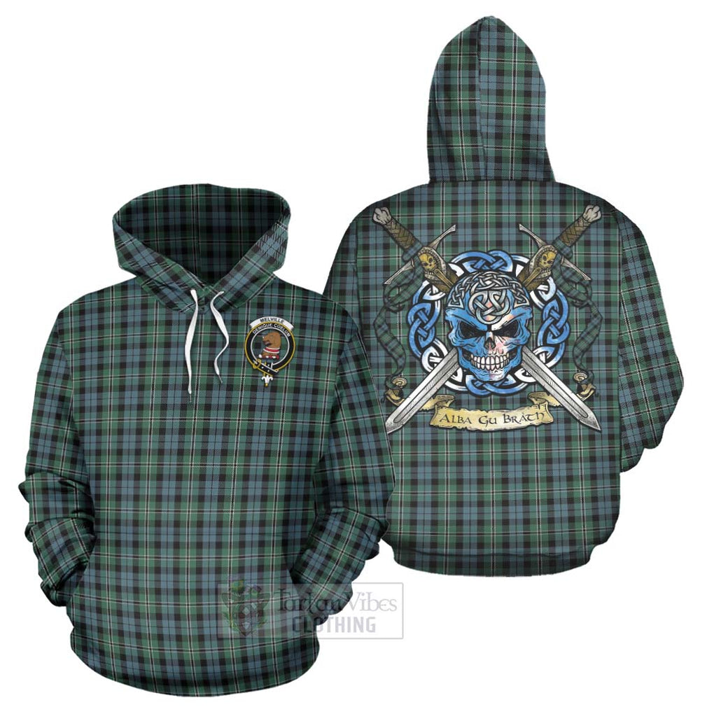Melville Tartan Hoodie with Family Crest Celtic Skull Style Zip Hoodie - Tartan Vibes Clothing
