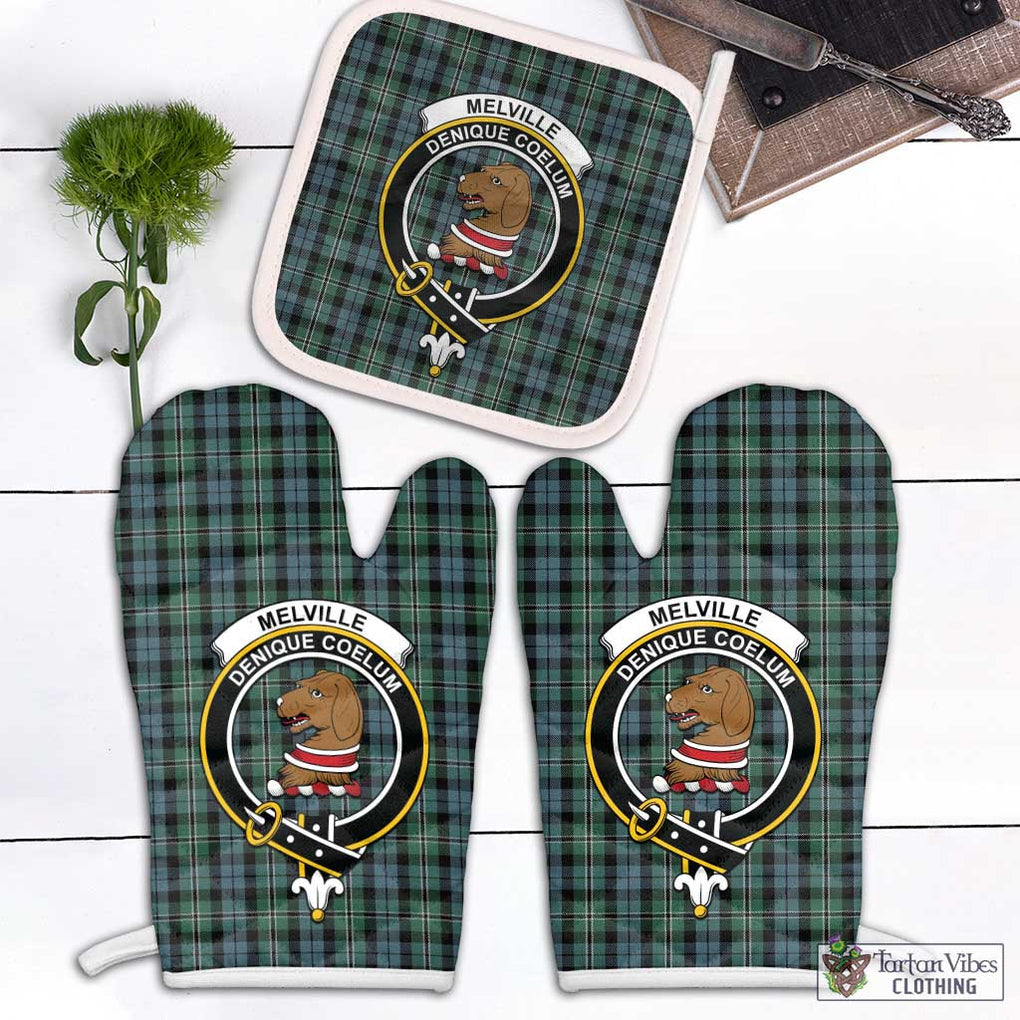Melville Tartan Combo Oven Mitt & Pot-Holder with Family Crest White - Tartan Vibes Clothing