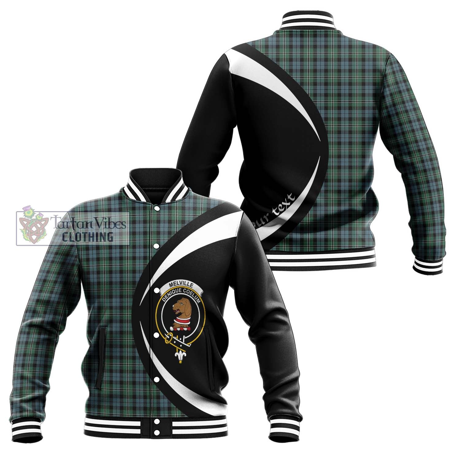 Melville Tartan Baseball Jacket with Family Crest Circle Style Unisex - Tartan Vibes Clothing