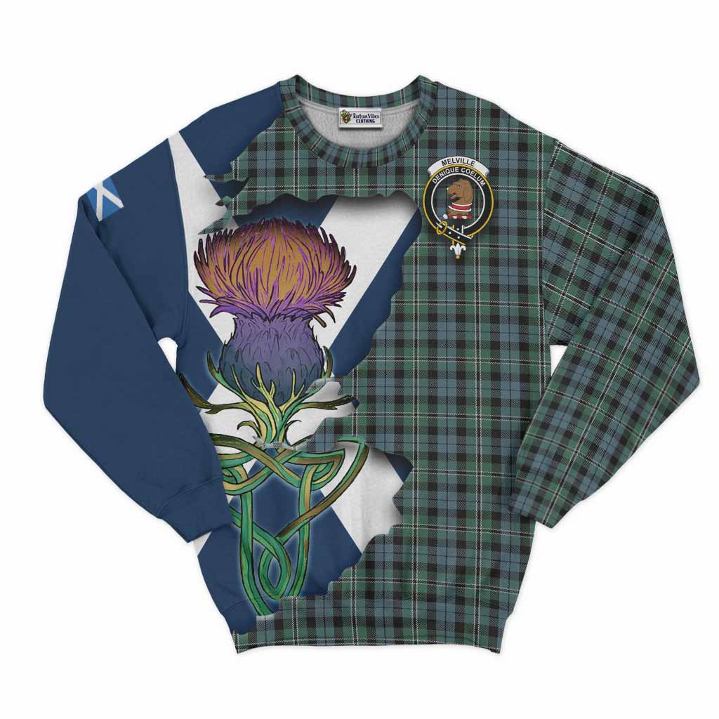 Melville Tartan Family Crest Sweatshirt Scottish Thistle Celtic Inspired Unisex - Tartan Vibes Clothing