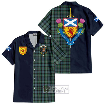 Melville Tartan Hawaiian Shirt Alba with Scottish Lion Royal Arm Half Style Kid - Tartan Vibes Clothing