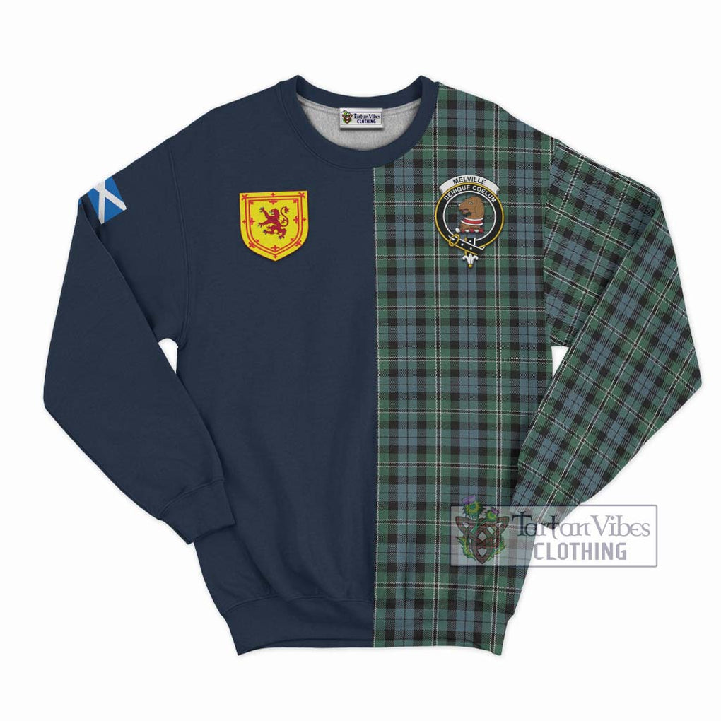 Melville Tartan Sweatshirt Alba with Scottish Lion Royal Arm Half Style Unisex - Tartan Vibes Clothing