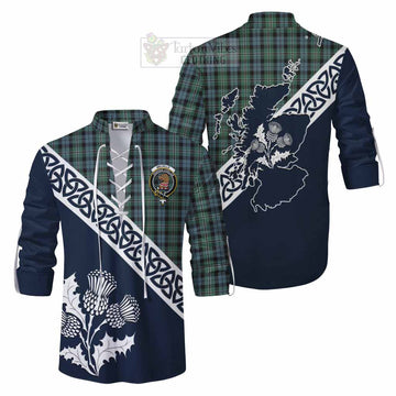 Melville Tartan Ghillie Kilt Shirt Featuring Thistle and Scotland Map Men - Tartan Vibes Clothing