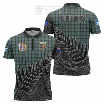 Melville Crest Tartan Zipper Polo Shirt with New Zealand Silver Fern Half Style Unisex - Tartan Vibes Clothing