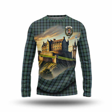 Melville Tartan Family Crest Long Sleeve T-Shirt with Scottish Ancient Castle Style Unisex - Tartan Vibes Clothing