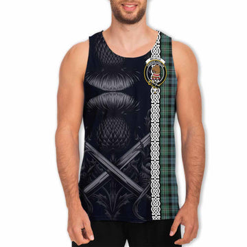 Melville Tartan Men's Tank Top with Family Crest Cross Sword Thistle Celtic Vibes Men - Tartan Vibes Clothing