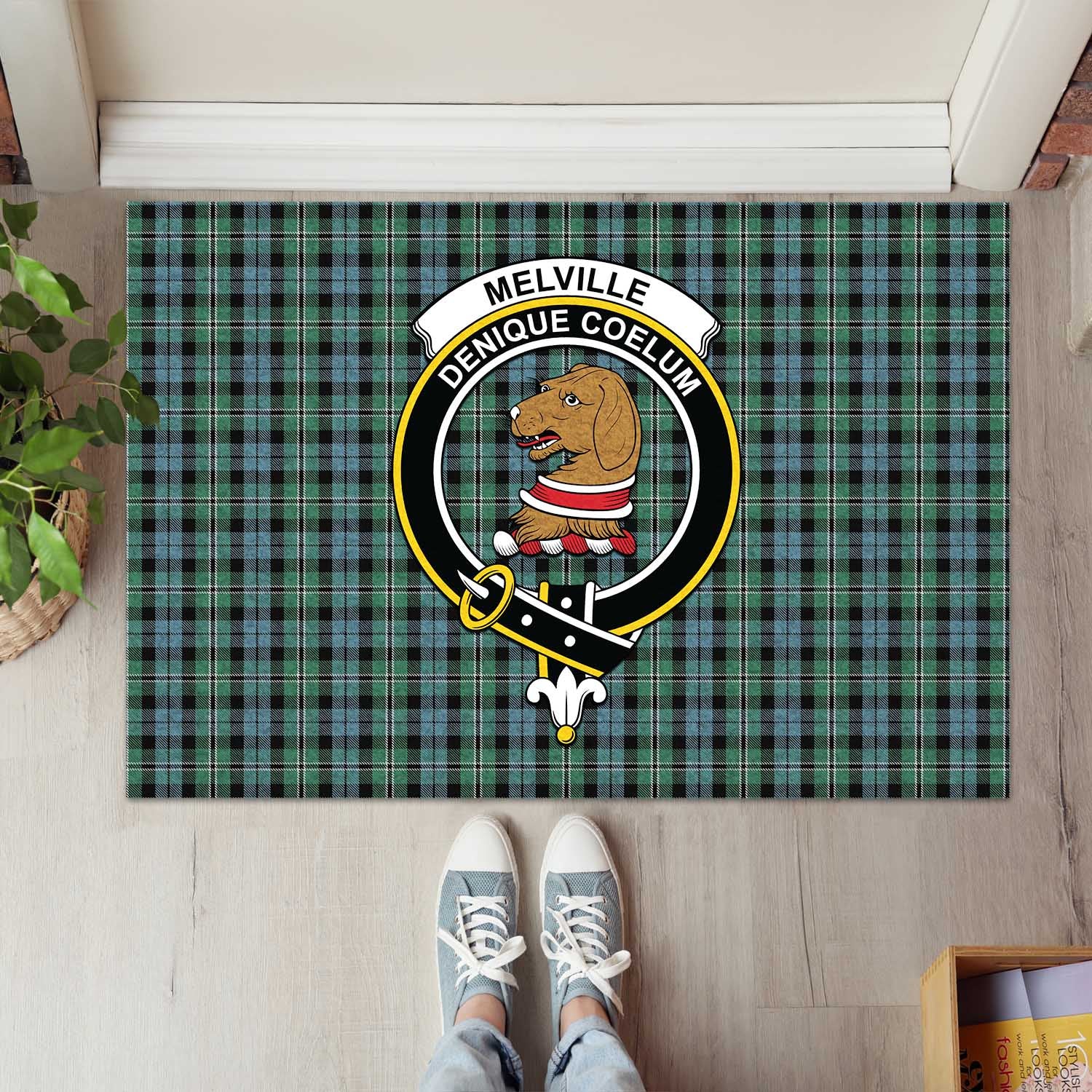 Melville Tartan Rubber Doormat with Family Crest L 60*90cm - Tartan Vibes Clothing