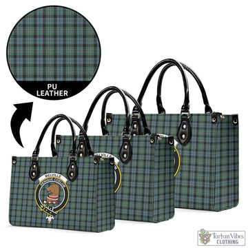 Melville Tartan Luxury Leather Handbags with Family Crest L - Tartan Vibes Clothing