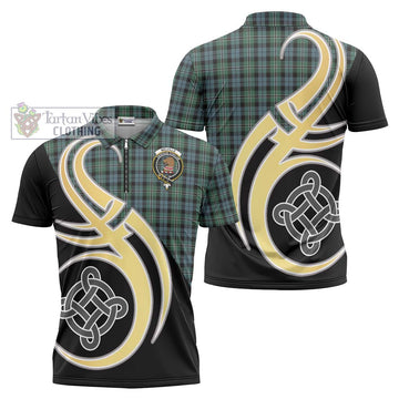 Melville Tartan Zipper Polo Shirt with Family Crest and Celtic Symbol Style Unisex - Tartan Vibes Clothing