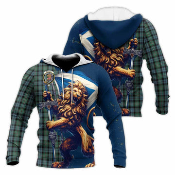 Melville Tartan Family Crest Knitted Hoodie with Scottish Majestic Lion Unisex Knitted Pullover Hoodie - Tartan Vibes Clothing