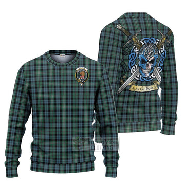 Melville Tartan Ugly Sweater with Family Crest Celtic Skull Style Unisex - Tartan Vibes Clothing