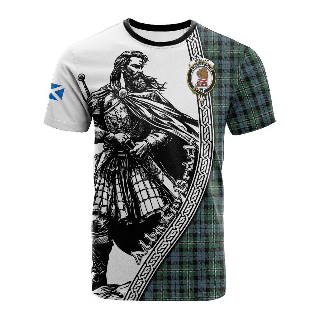 Melville Tartan Clan Crest Cotton T-shirt with Highlander Warrior Celtic Style Kid's Shirt - Tartan Vibes Clothing