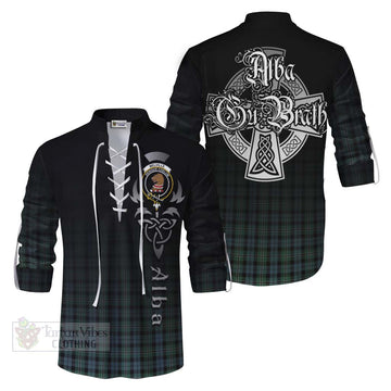 Melville Tartan Ghillie Kilt Shirt Featuring Alba Gu Brath Family Crest Celtic Inspired Men - Tartan Vibes Clothing