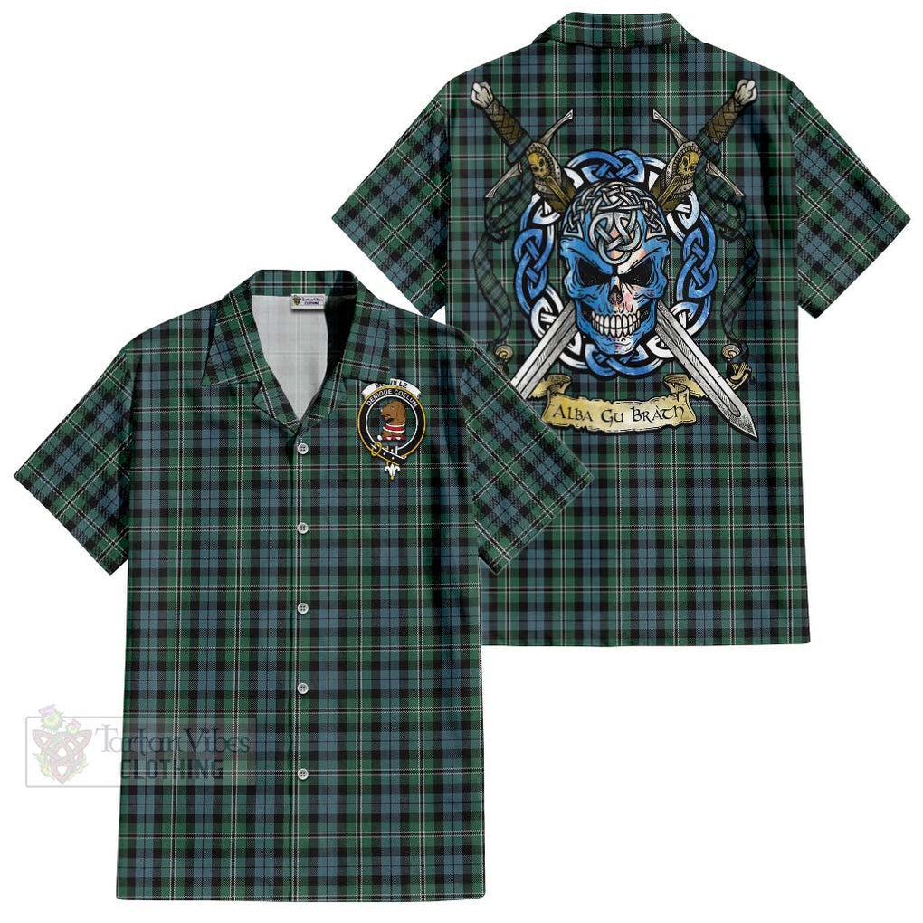 Melville Tartan Hawaiian Shirt with Family Crest Celtic Skull Style Kid - Tartan Vibes Clothing