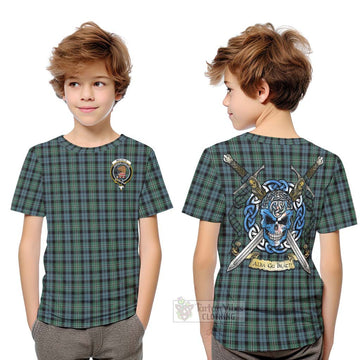 Melville Tartan Kid T-Shirt with Family Crest Celtic Skull Style Youth XL Size14 - Tartan Vibes Clothing