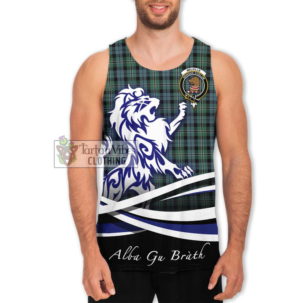 Melville Tartan Men's Tank Top with Alba Gu Brath Regal Lion Emblem Men - Tartan Vibes Clothing