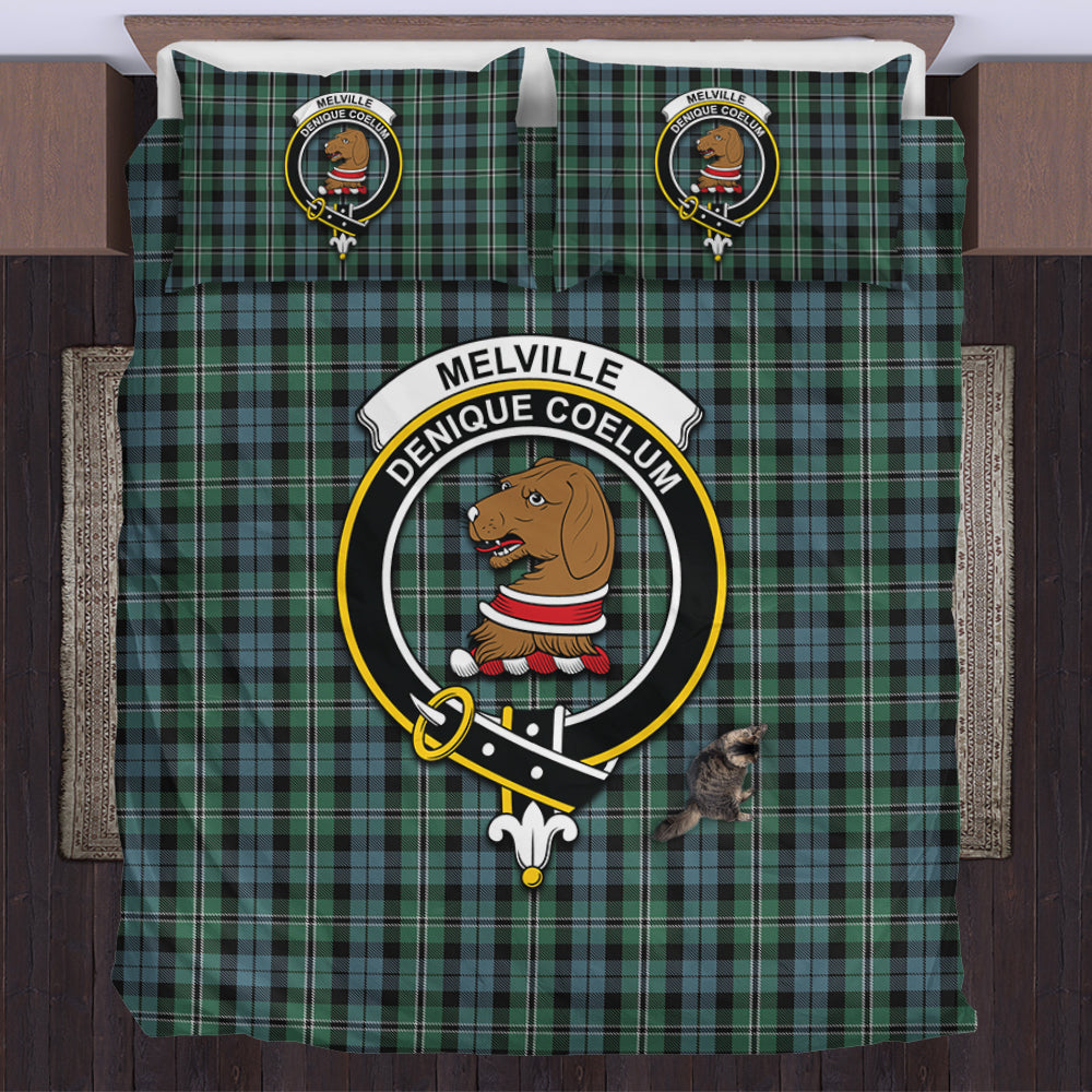 Melville Tartan Bedding Set with Family Crest US Bedding Set - Tartan Vibes Clothing