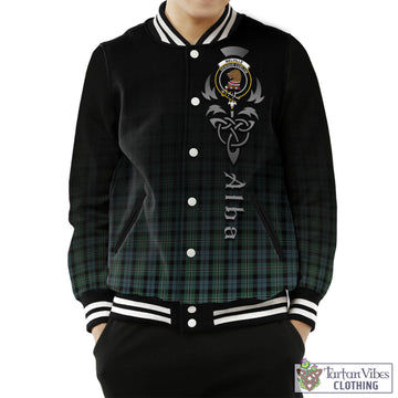 Melville Tartan Baseball Jacket Featuring Alba Gu Brath Family Crest Celtic Inspired Unisex - Tartan Vibes Clothing