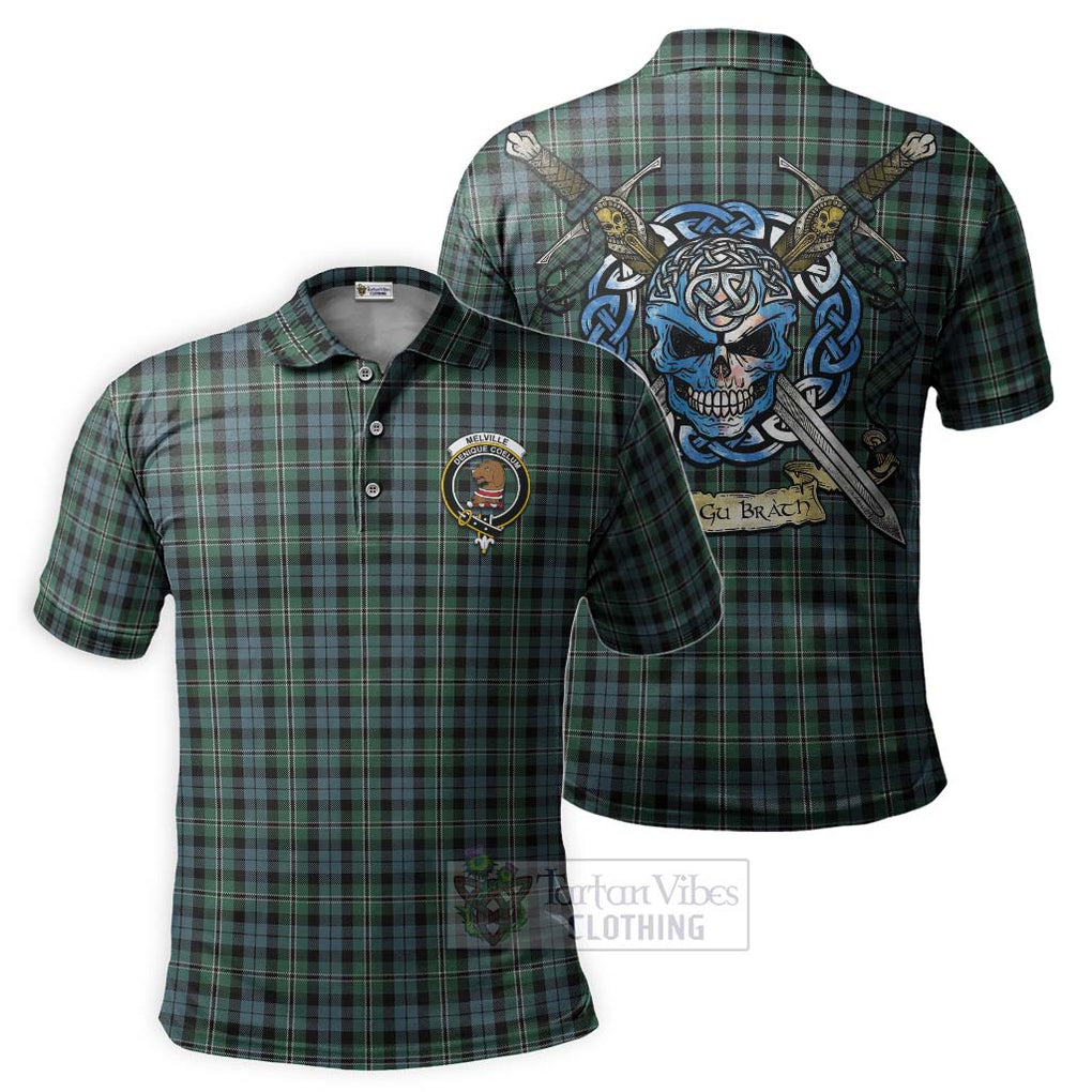 Melville Tartan Polo Shirt with Family Crest Celtic Skull Style Kid - Tartan Vibes Clothing