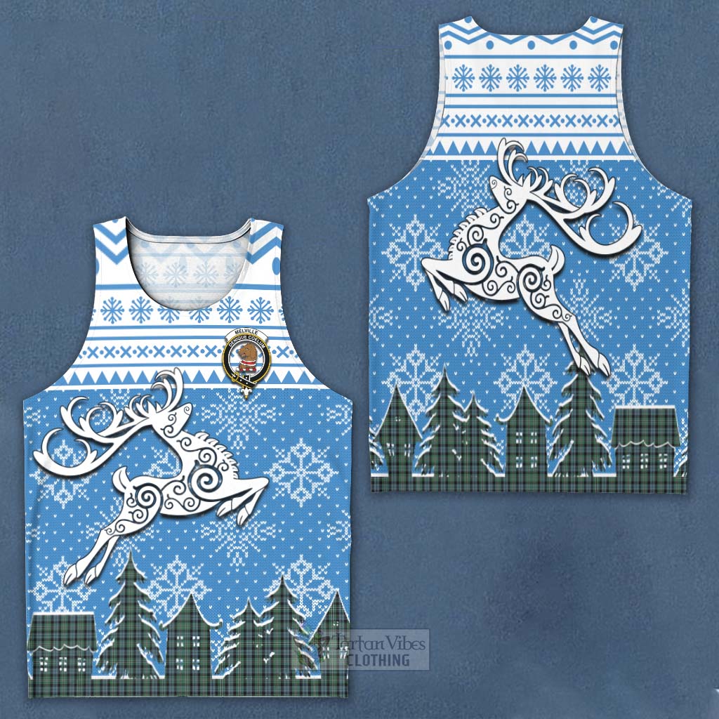 Melville Clan Christmas Men's Tank Top Celtic Reindeer Style Men - Tartan Vibes Clothing