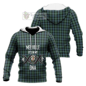 Melville Tartan Knitted Hoodie with Family Crest DNA In Me Style Unisex Knitted Pullover Hoodie - Tartan Vibes Clothing