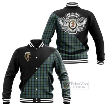 Melville Tartan Baseball Jacket with Family Crest and Military Logo Style Unisex - Tartan Vibes Clothing